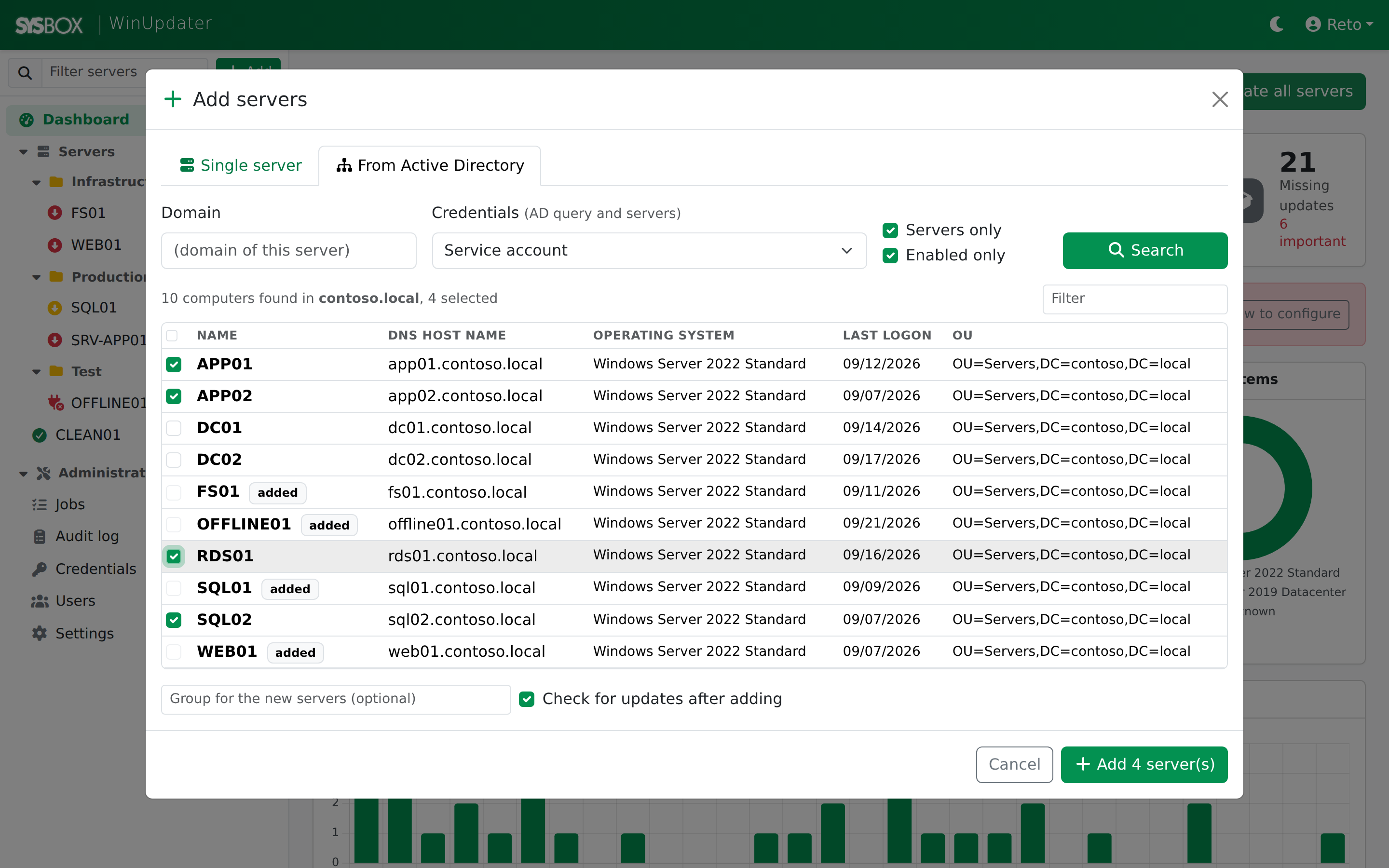 Importing servers straight from Active Directory